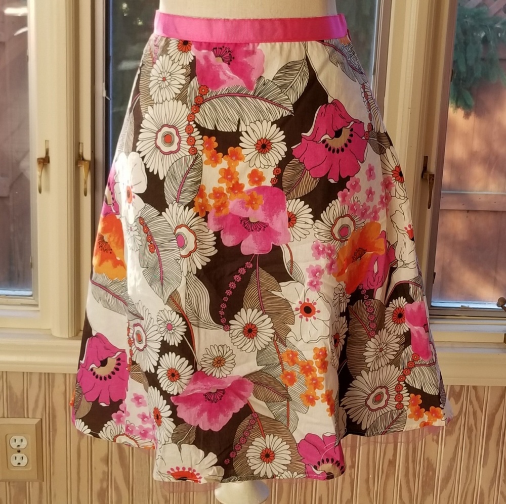 Pink Floral A-Line Skirt